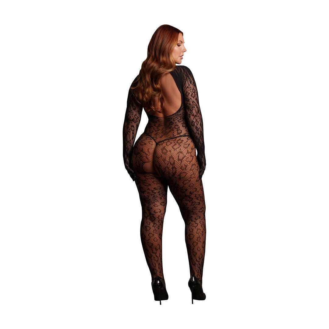 LE DÉSIR ROXY LEOPARD OPEN KNIT BODYSTOCKING QUEEN SIZE