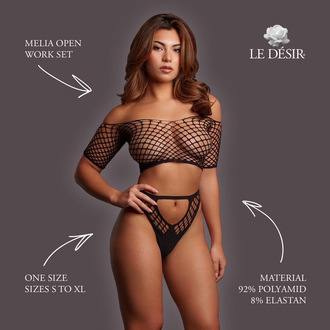 LE DÉSIR MELIA OPEN WORK SET ONE SIZE BLACK
