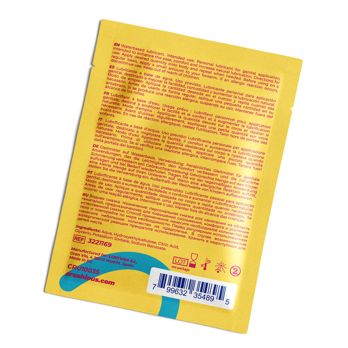 SOBRE DE LUBRICANTE A BASE DE AGUA 4 ML CRUSHIOUS