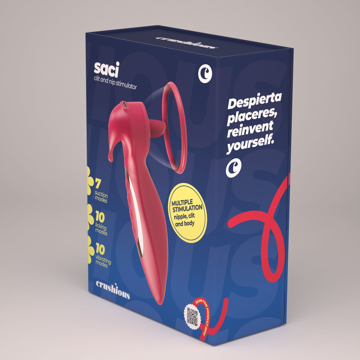 SACI ESTIMULADOR DE CLITÓRIS E MAMILOS COM SUCÇÃO CRUSHIOUS