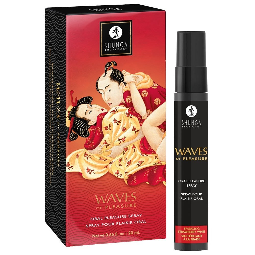SPRAY PARA SEXO ORAL COM AROMA CHAMPANHE/MORANGO WAVES OF PLEASURE 20 ML SHUNGA