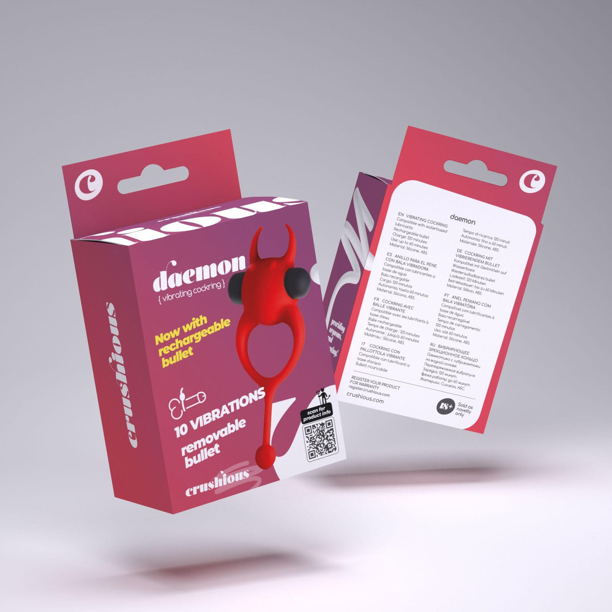 DAEMON ANEL PARA O PÉNIS COM VIBRAÇÃO VERMELHO CRUSHIOUS