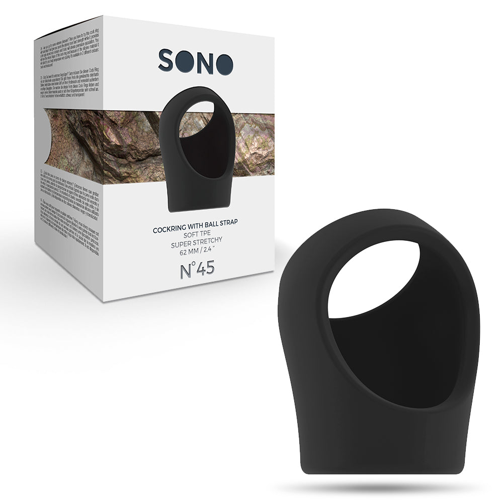 ANEL PARA O PÉNIS COM ALÇA PARA TESTÍCULOS SONO Nº45 PRETO - Lust Sexshop
