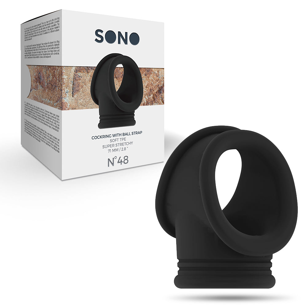 ANEL PARA O PÉNIS COM ALÇA PARA TESTÍCULOS SONO Nº48 PRETO - Lust Sexshop