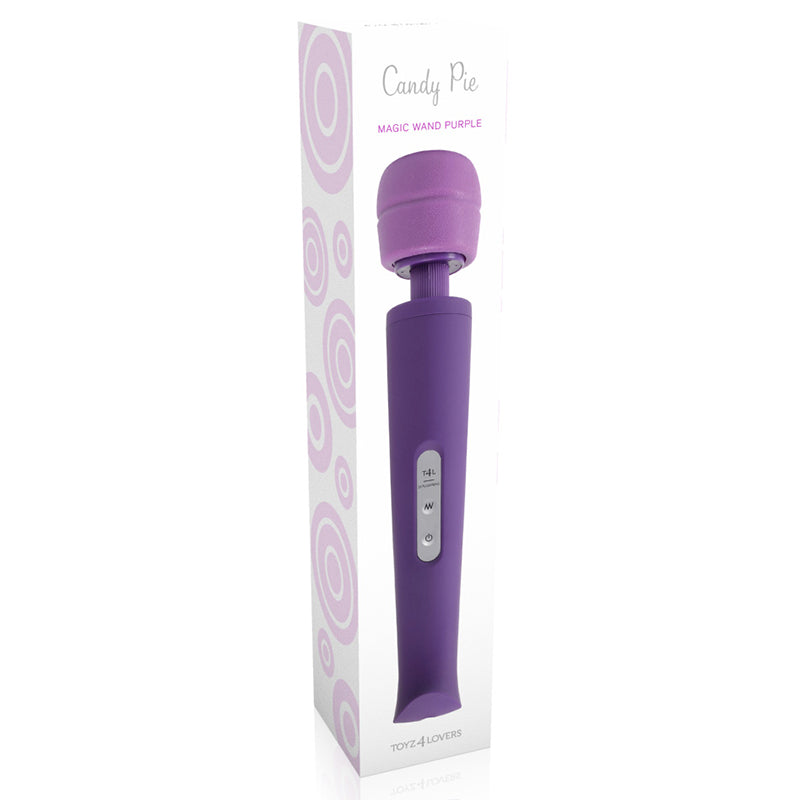 MASSAJADOR COM CARREGADOR USB CANDY PIE MAGIC WAND ROXO - Lust Sexshop