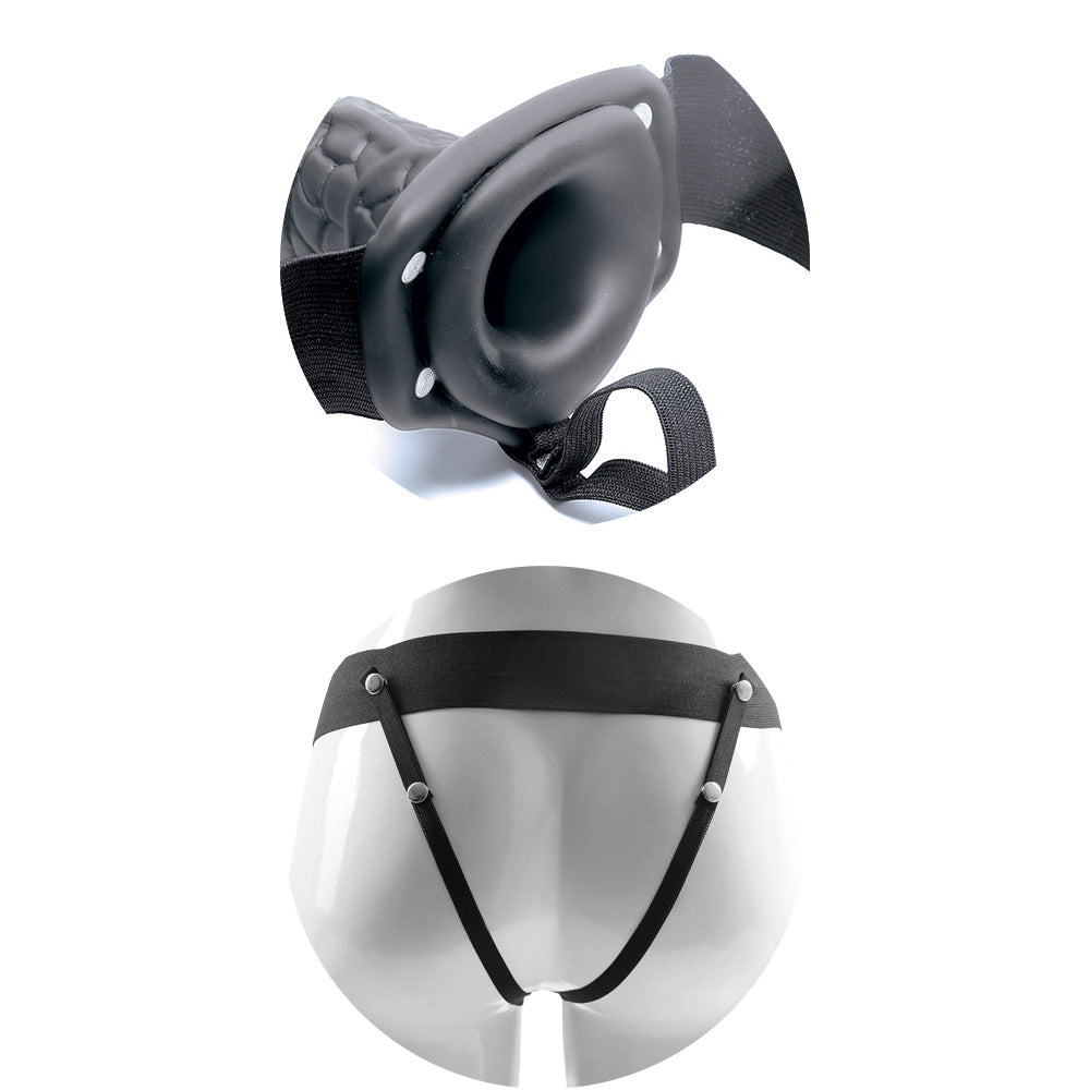 STRAP-ON OCO COM VIBRAÇÃO E TESTÍCULOS REAL RAPTURE AIR FEELING 8" PRETO - Lust Sexshop