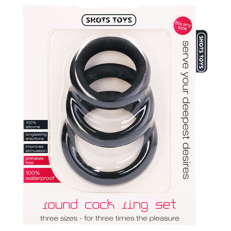 CONJUNTO DE ANÉIS PARA O PÉNIS ROUND COCK RINGS SET PRETOS - Lust Sexshop