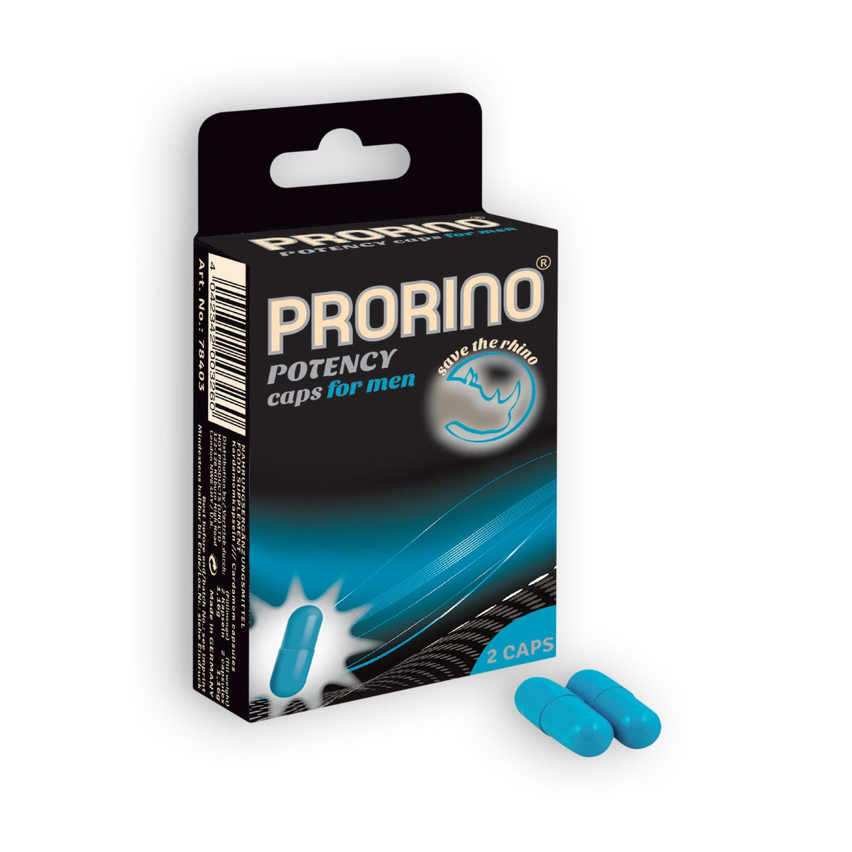 CÁPSULAS ESTIMULANTES PRORINO POTENCY CAPS PARA HOMEM 2 CÁPSULAS - Lust Sexshop