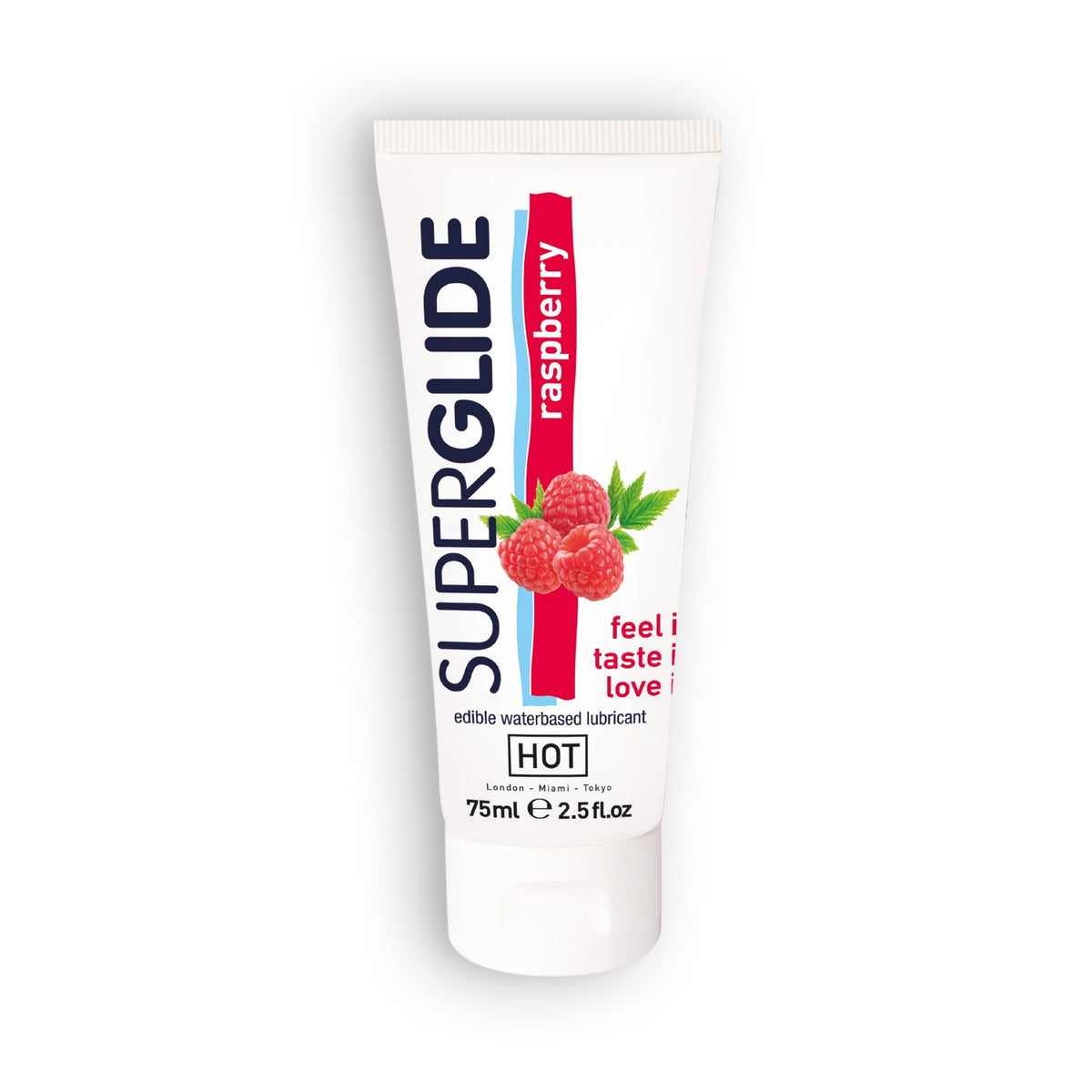 LUBRIFICANTE COMESTÍVEL HOT™ SUPERGLIDE FRAMBOESA 75ML - Lust Sexshop