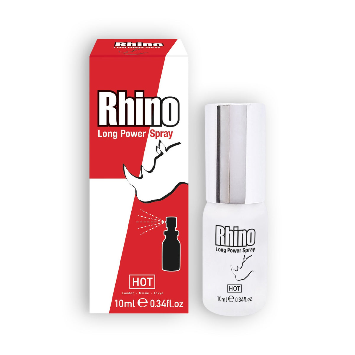 SPRAY RETARDANTE RHINO LONG POWER SPRAY HOT™ 10ML - Lust Sexshop