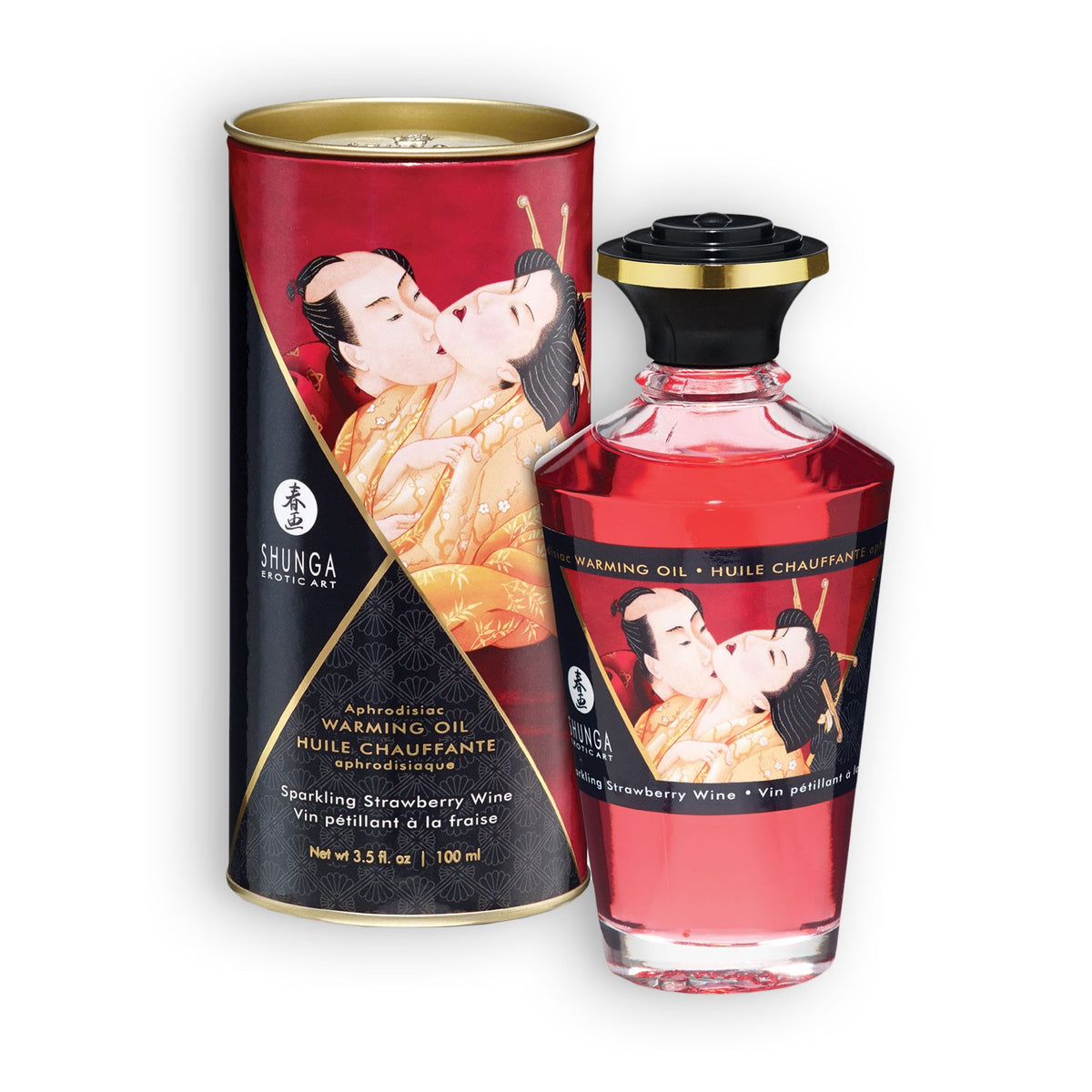 ÓLEO AFRODISÍACO SHUNGA MORANGO CHAMPANHE 100ML - Lust Sexshop