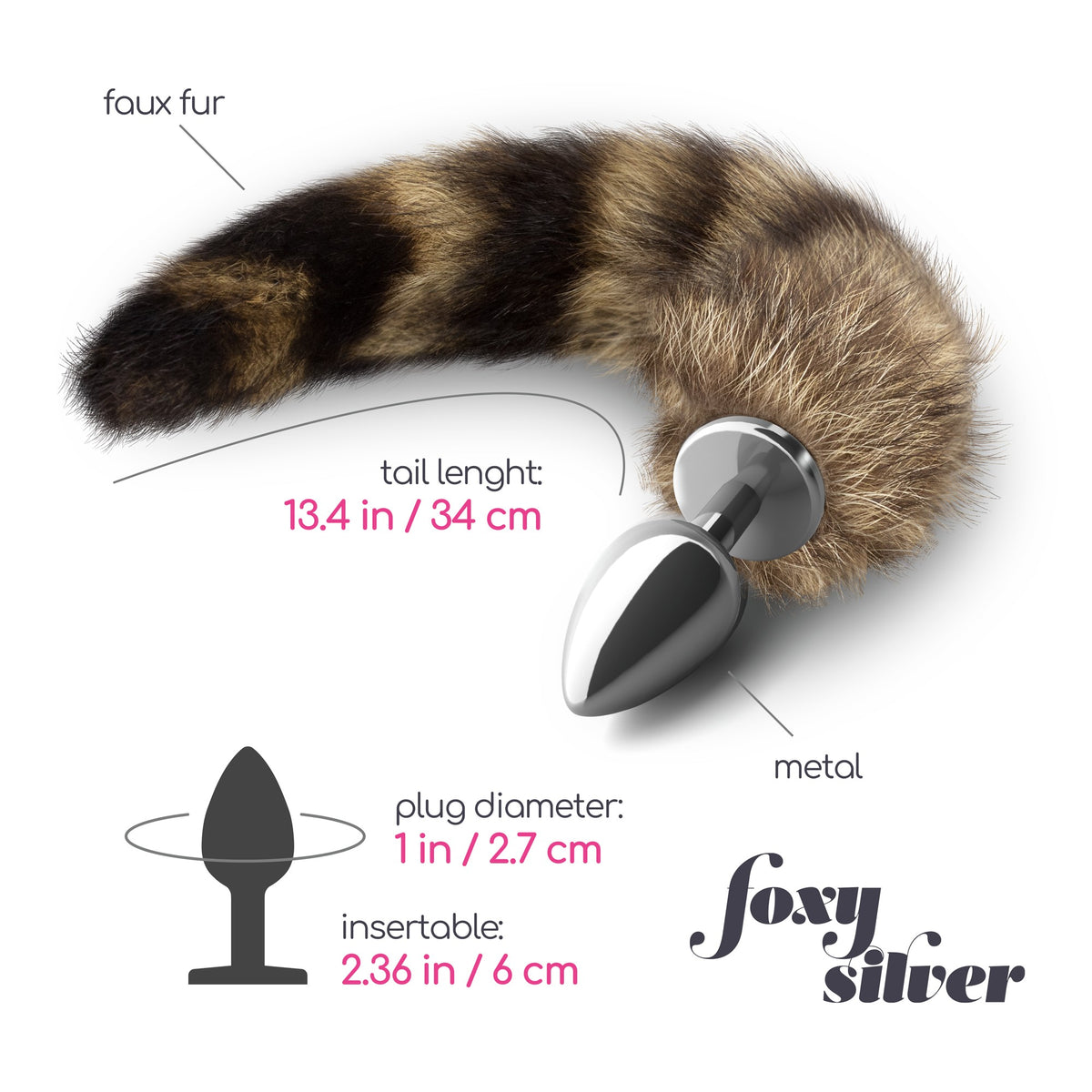 PLUG ANAL COM CAUDA FOXY SILVER METAL CRUSHIOUS - Lust Sexshop
