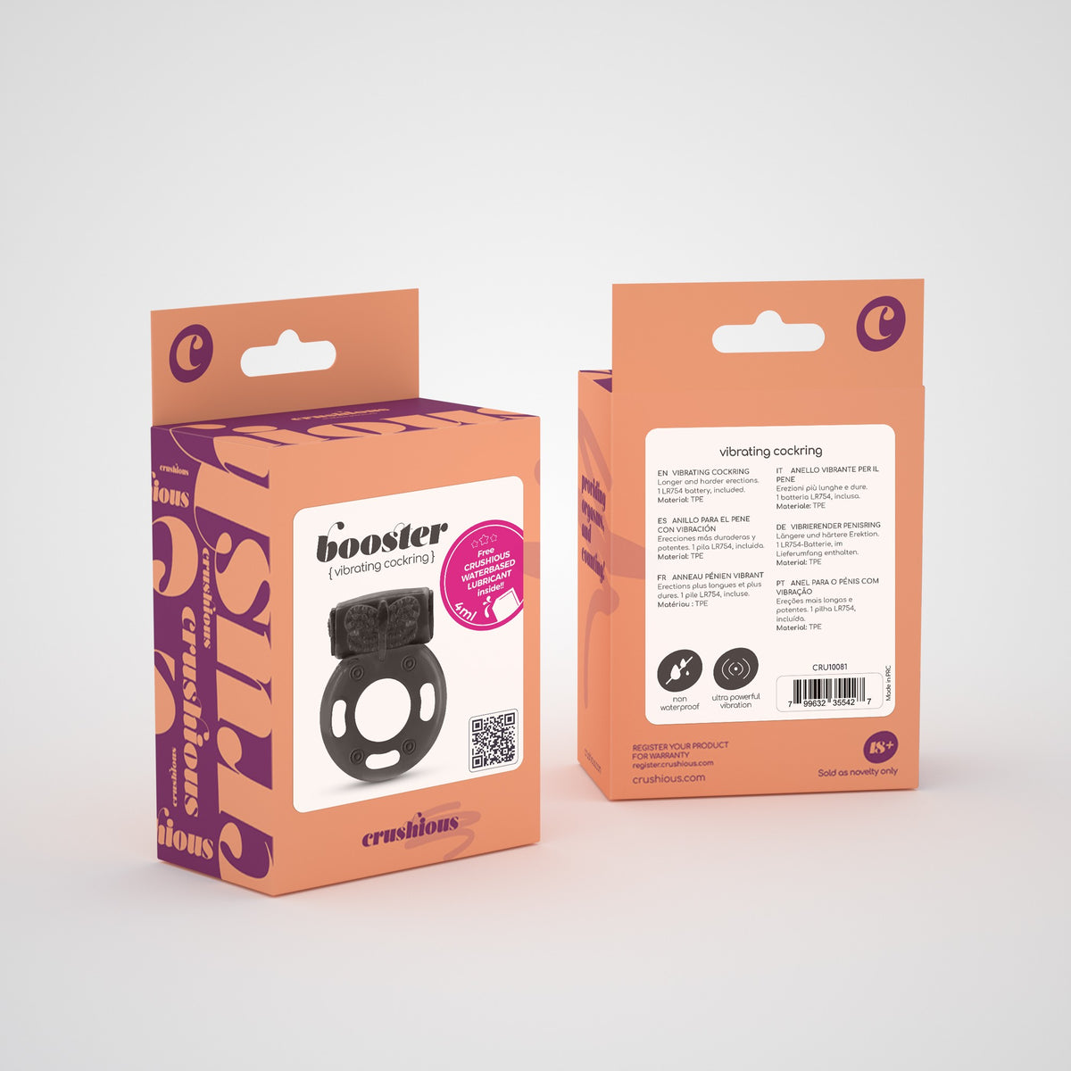 ANEL PARA O PÉNIS COM BALA VIBRATÓRIA BOOSTER CRUSHIOUS - Lust Sexshop