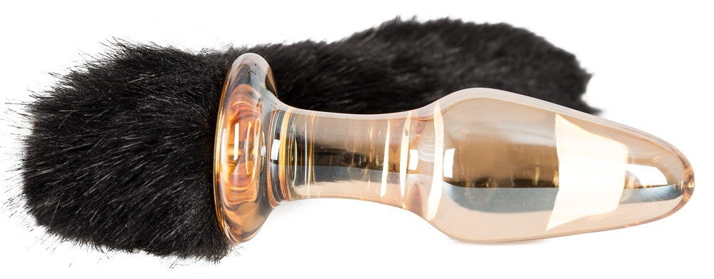PLUG ANAL EM VIDRO COM CAUDA PRETA - Lust Sexshop