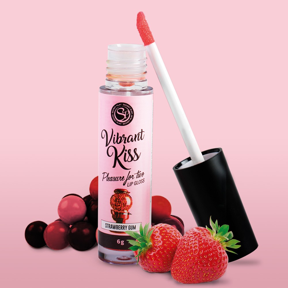 LIP GLOSS DE PASTILHA DE MORANGO VIBRANT KISS 6GR - Lust Sexshop