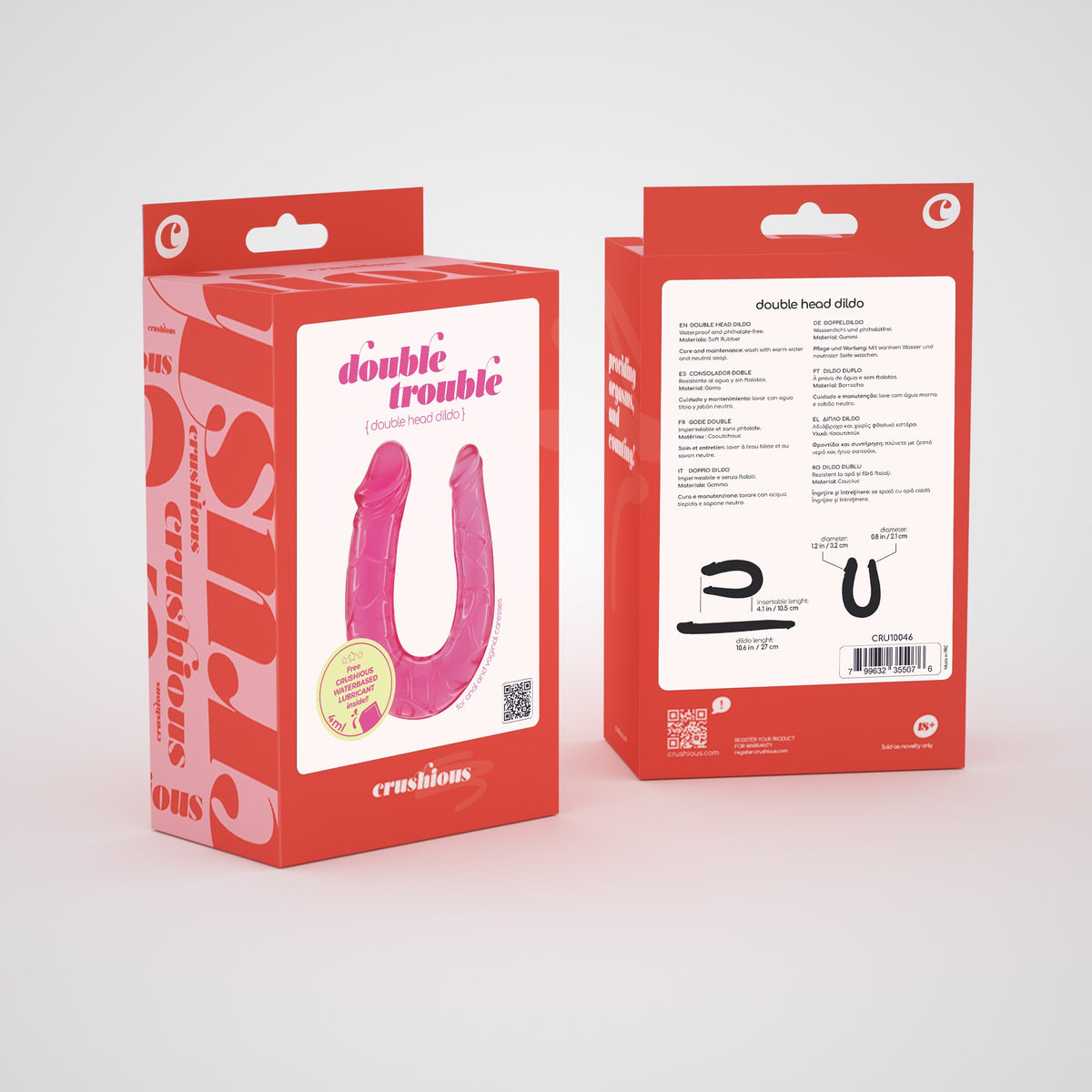 DILDO DUPLO DOUBLE TROUBLE CRUSHIOUS ROSA - Lust Sexshop
