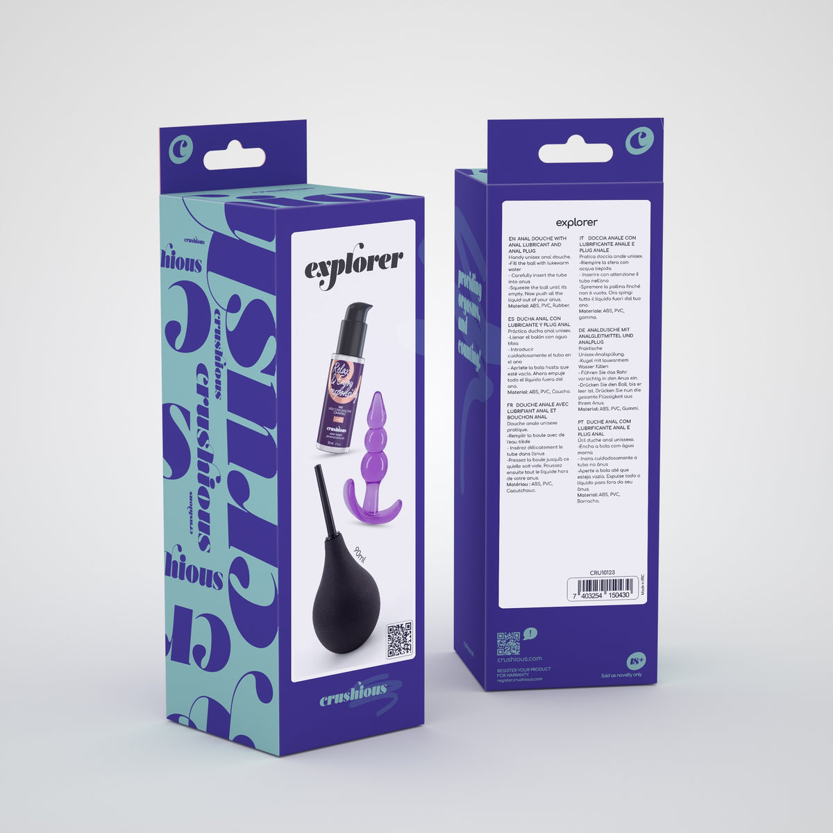 EXPLORER DUCHA ANAL 90ML CON LUBRICANTE ANAL 50ML Y PLUG ANAL THE PLUNGER CRUSHIOUS