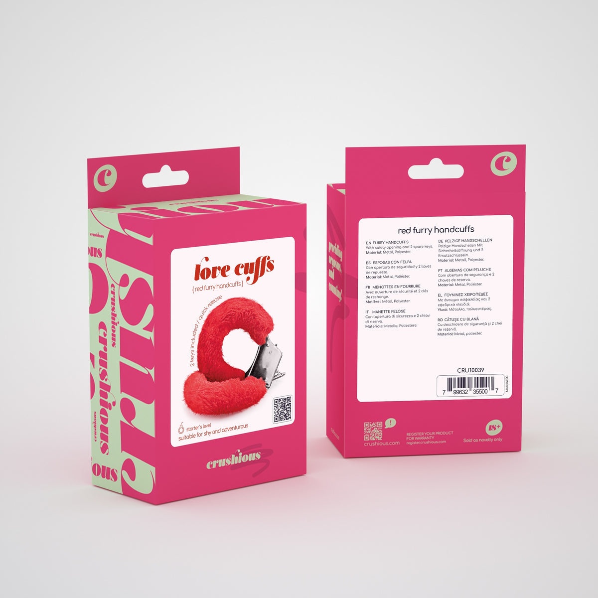 ALGEMAS DE PELUCHE LOVE CUFFS CRUSHIOUS VERMELHAS