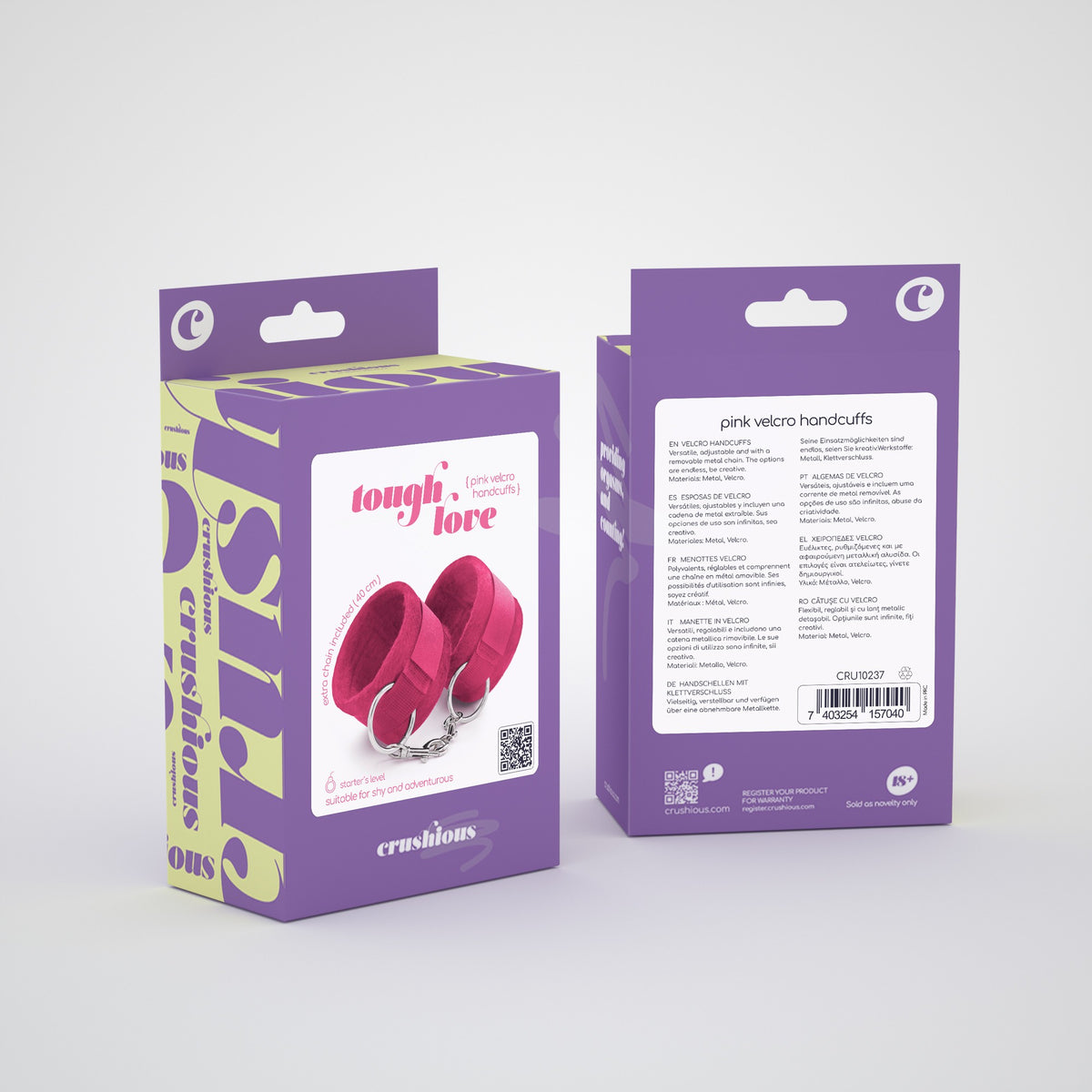 ALGEMAS DE VELCRO TOUGH LOVE COM CORRENTE DE 40CM EXTRA CRUSHIOUS ROSA