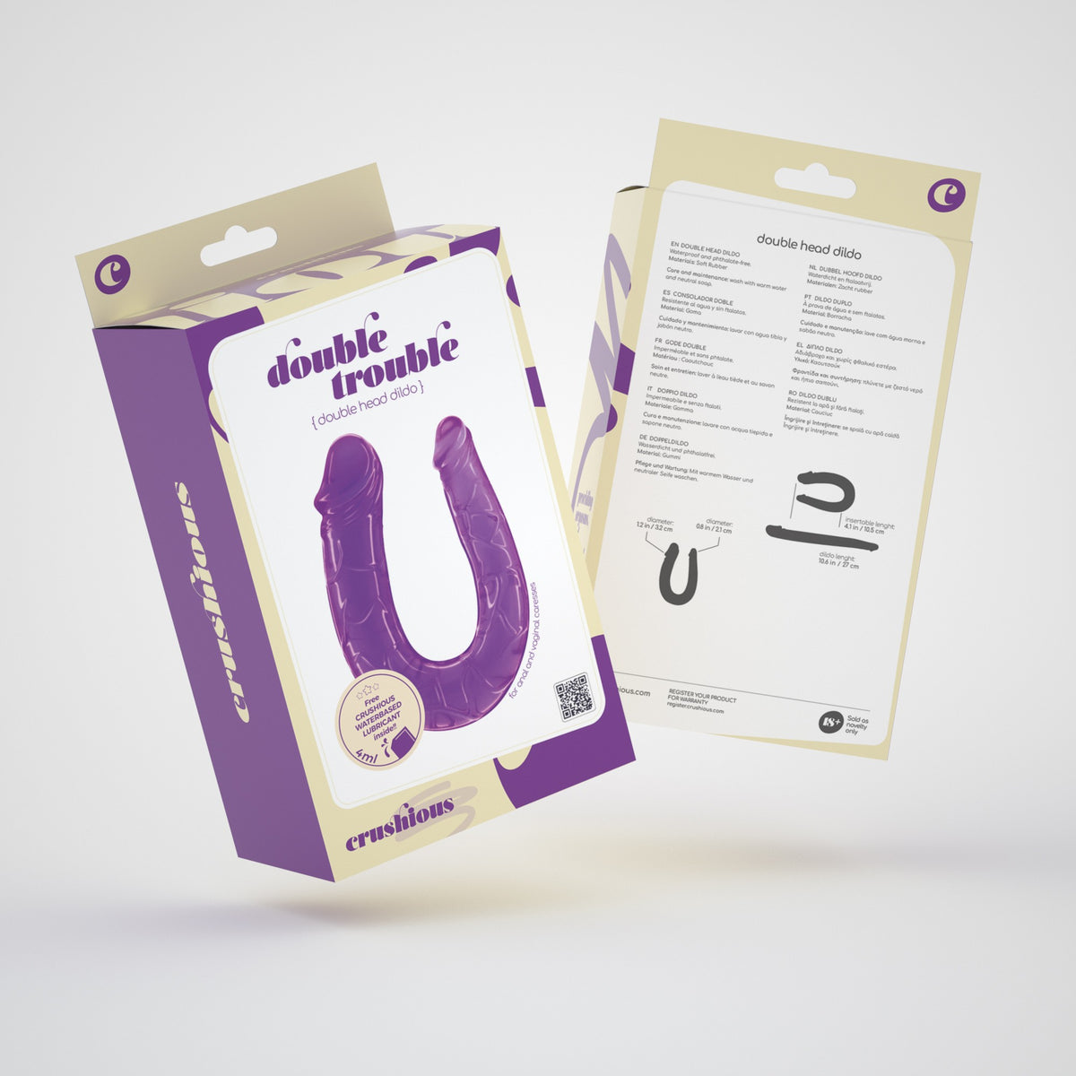 DILDO DUPLO DOUBLE TROUBLE CRUSHIOUS ROXO - Lust Sexshop