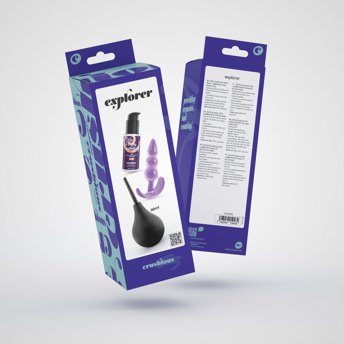 EXPLORER DUCHA ANAL 90ML CON LUBRICANTE ANAL 50ML Y PLUG ANAL THE PLUNGER CRUSHIOUS