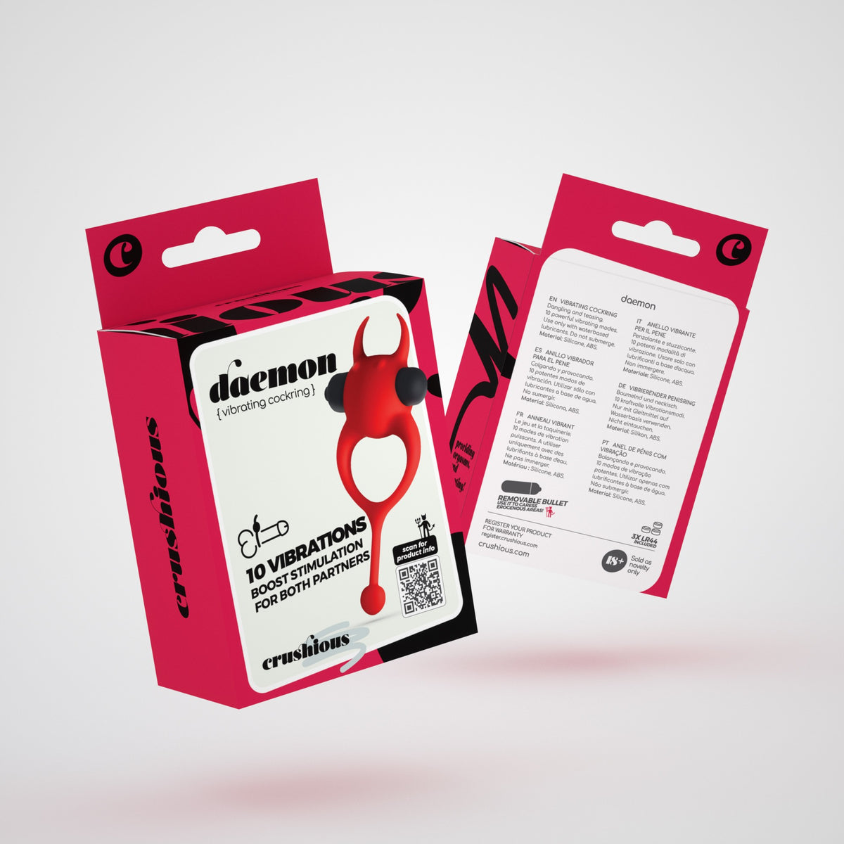 DAEMON ANEL PARA O PÉNIS COM VIBRAÇÃO VERMELHO CRUSHIOUS - Lust Sexshop