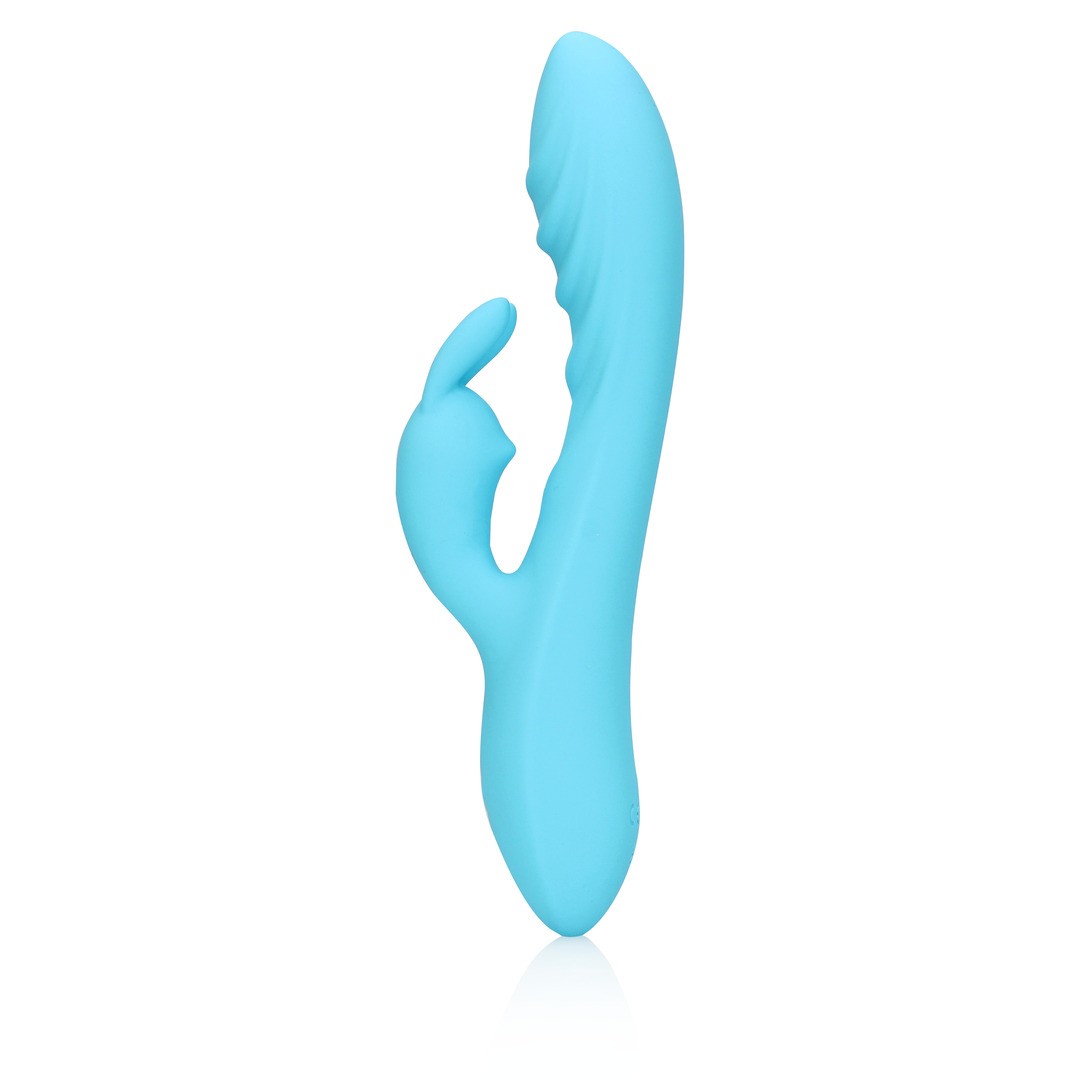 VIBRADOR RIBBED ULTRA SOFT SILICONE RABBIT GLACIAL BLUE LOVELINE