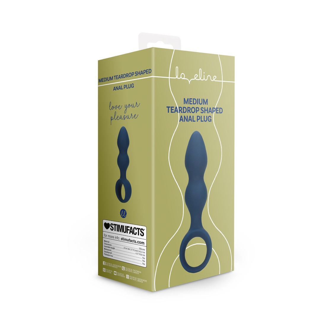 LOVELINE TEARDROP SHAPED ANAL PLUG MEDIUM BALTIC BLUE