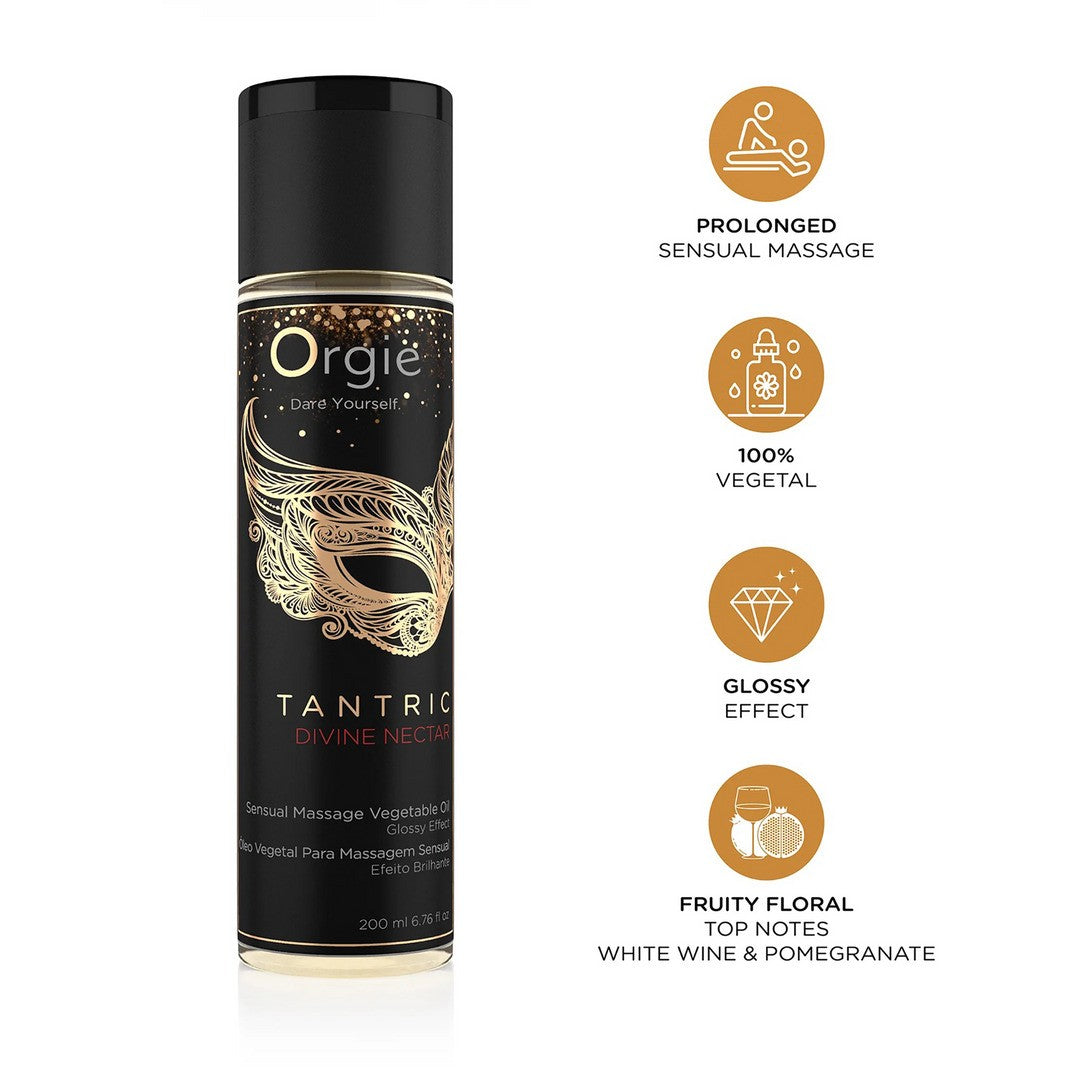 ÓLEO DE MASSAGEM COM EFEITO BRILHANTE TANTRIC DIVINE NECTAR 200ML ORGIE