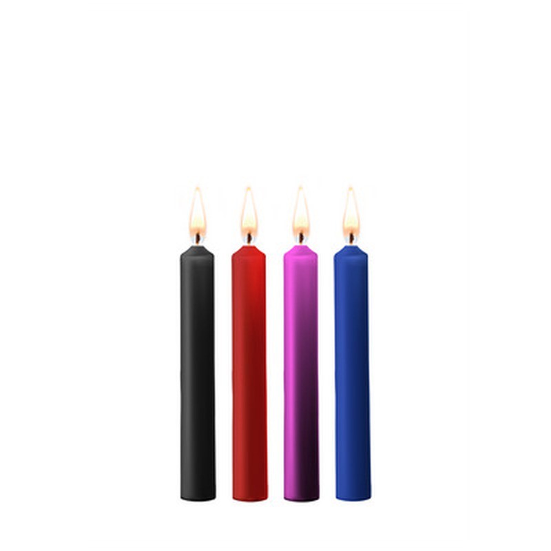 CONJUNTO DE 4 VELAS CON MIX DE COLORES TEASING WAX CANDLES OUCH!