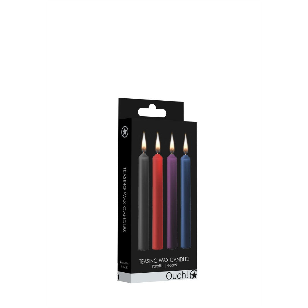 CONJUNTO DE 4 VELAS CON MIX DE COLORES TEASING WAX CANDLES OUCH!