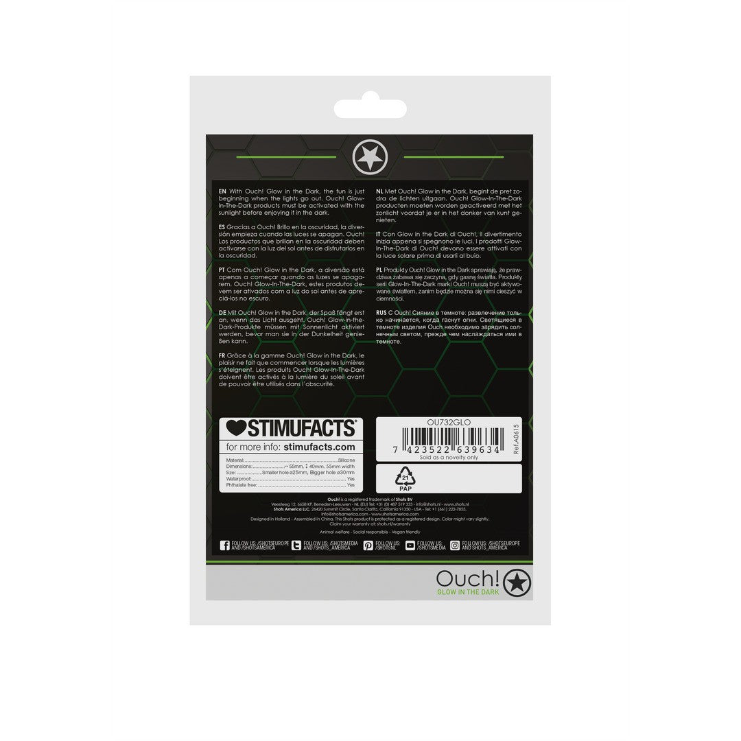 ANEL PARA O PÉNIS E TESTÍCULOS FLUORESCENTE GLOW IN THE DARK OUCH! - Lust Sexshop