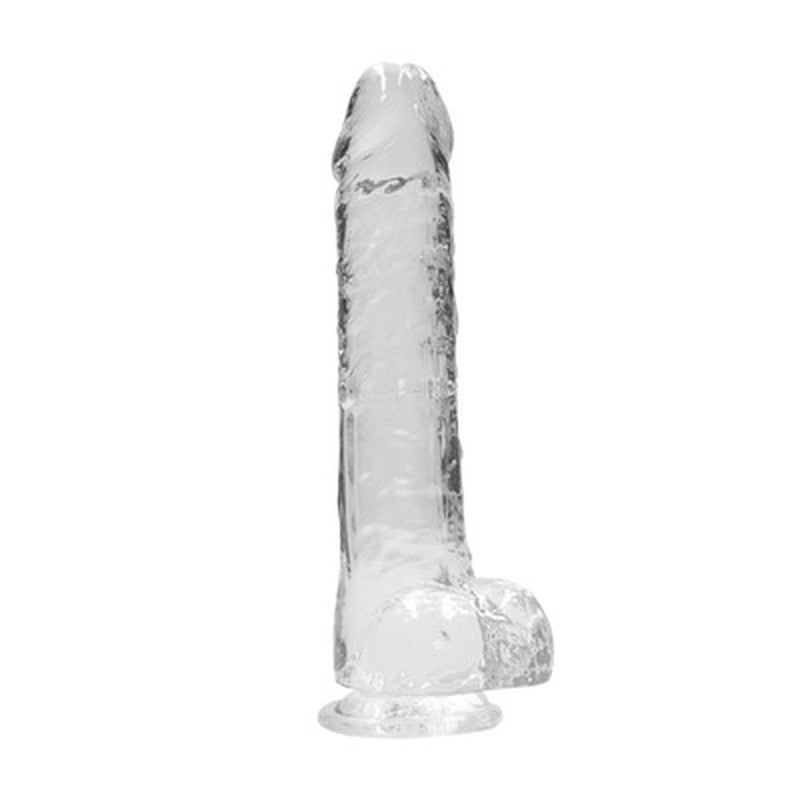 DILDO REALISTA CON TESTICULOS CRYSTAL CLEAR 9 /23CM TRANPARENTE REALROCK