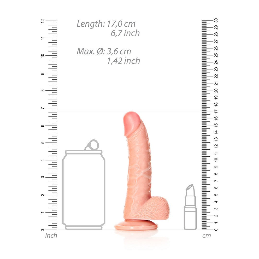 REALROCK CURVED REALISTIC DILDO WITH BALLS AND SUCTION CUP 6 /15.5 CM FLESH