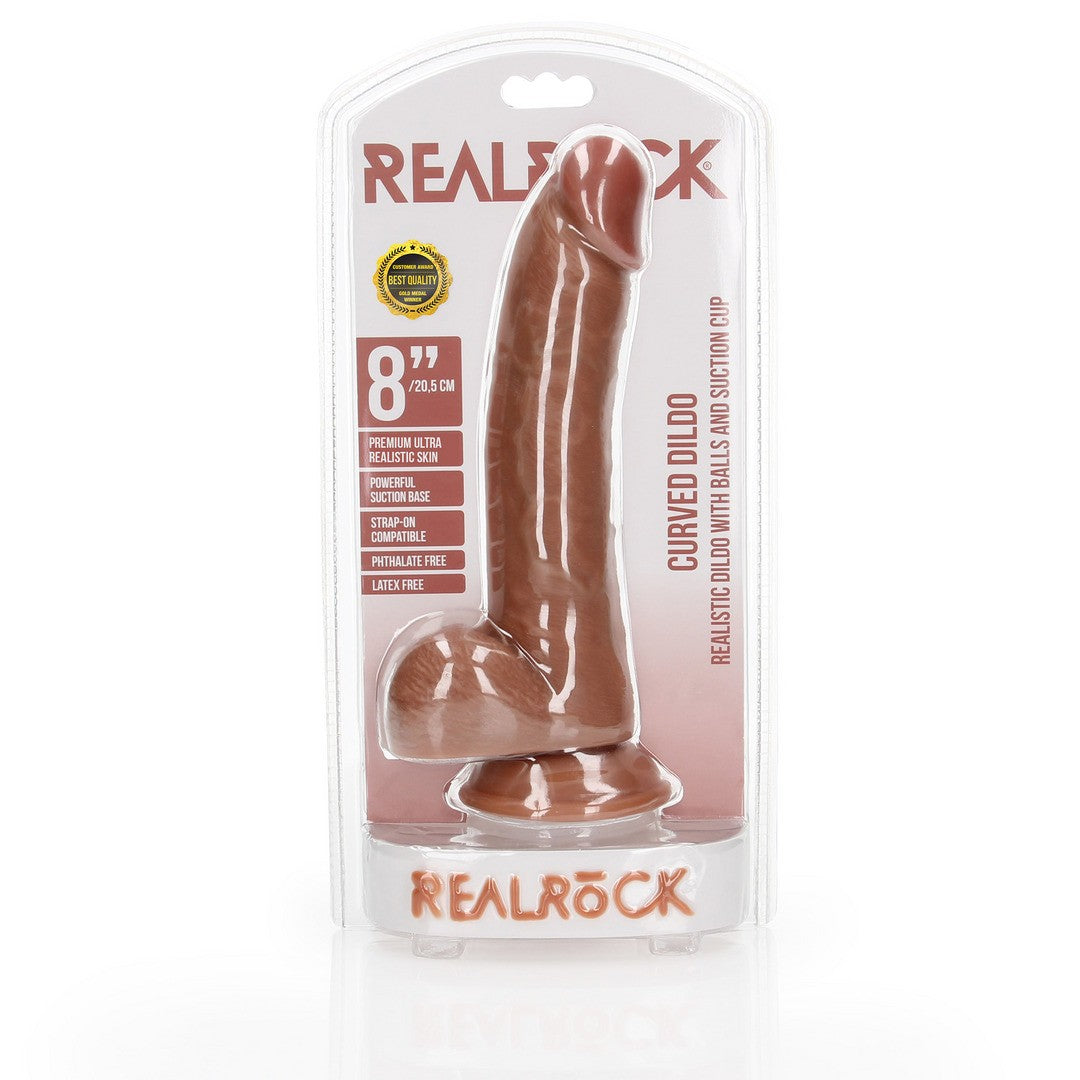 DILDO REALISTA CON TESTICULOS CURVED 8 /20.5 CM REALROCK