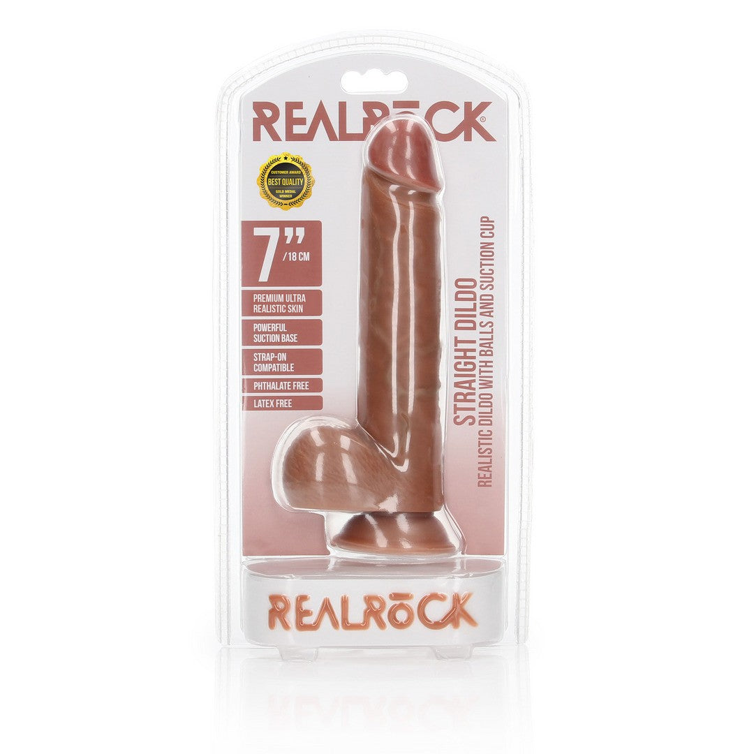 DILDO REALISTA CON TESTICULOS STRAIGHT 7 /18 CM REALROCK