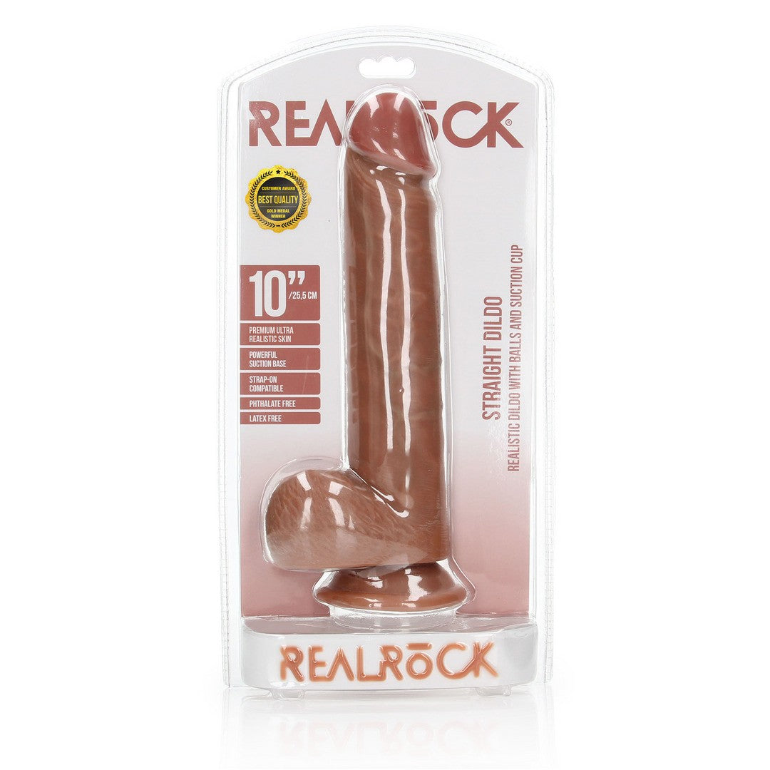 DILDO REALISTA COM TESTÍCULOS STRAIGHT 10 /25.5 CM REALROCK