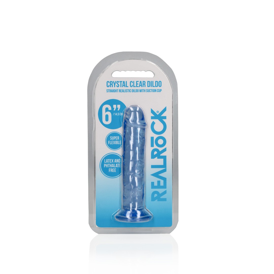 DILDO STRAIGHT REALISTIC CRYSTAL CLEAR 6 /14.5 CM AZUL REALROCK