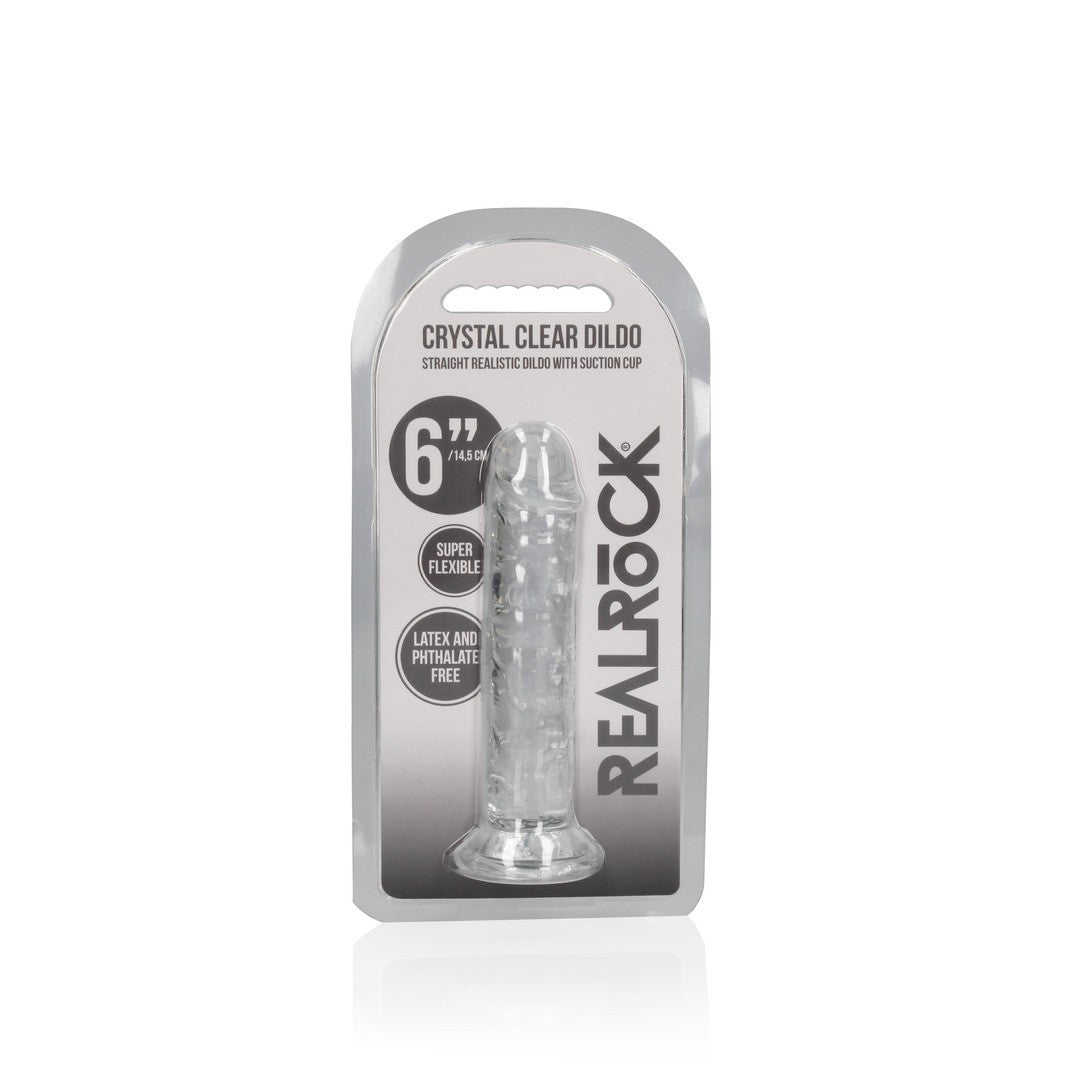 DILDO STRAIGHT REALISTIC CRYSTAL CLEAR 6 /14.5 CM TRANSPARENTE REALROCK