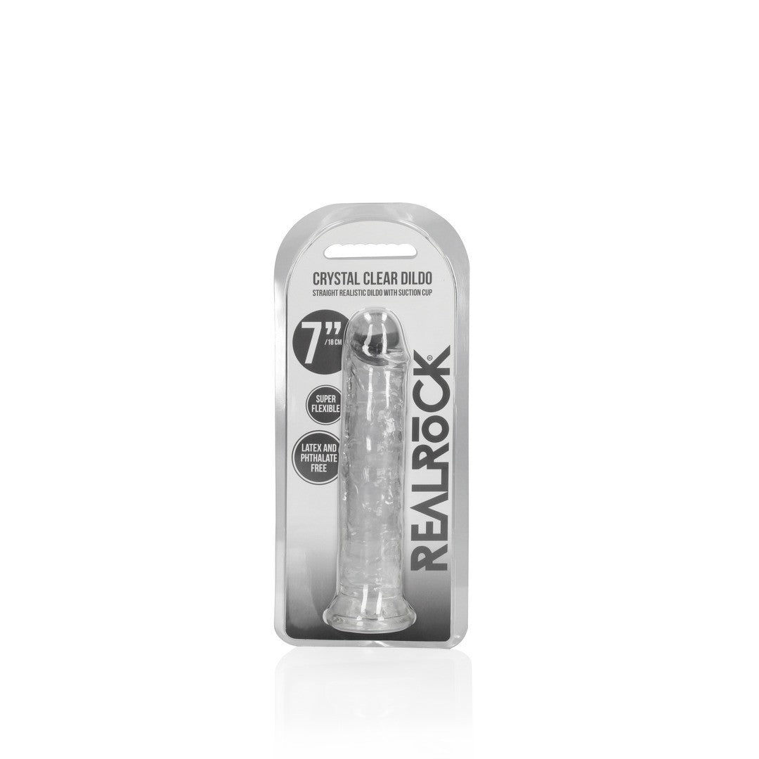 DILDO STRAIGHT REALISTIC CRYSTAL CLEAR 7 /18 CM TRANSPARENTE REALROCK