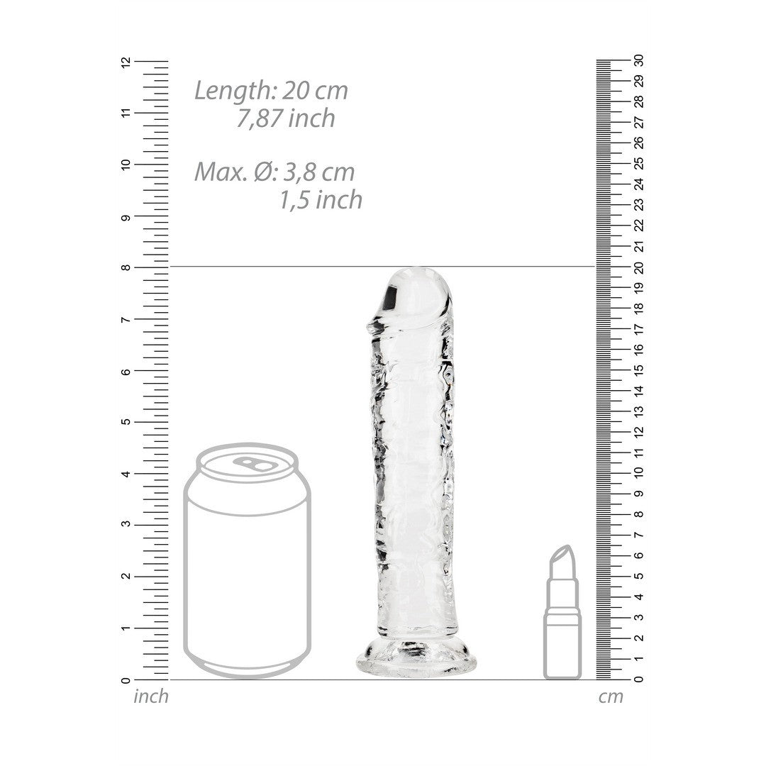 DILDO STRAIGHT REALISTIC CRYSTAL CLEAR 7 /18 CM TRANSPARENTE REALROCK