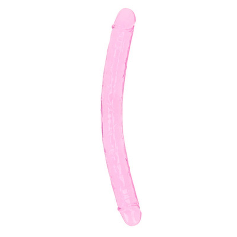 DILDO DUPLO CRYSTAL CLEAR 13 /34 CM ROSA REALROCK - Lust Sexshop