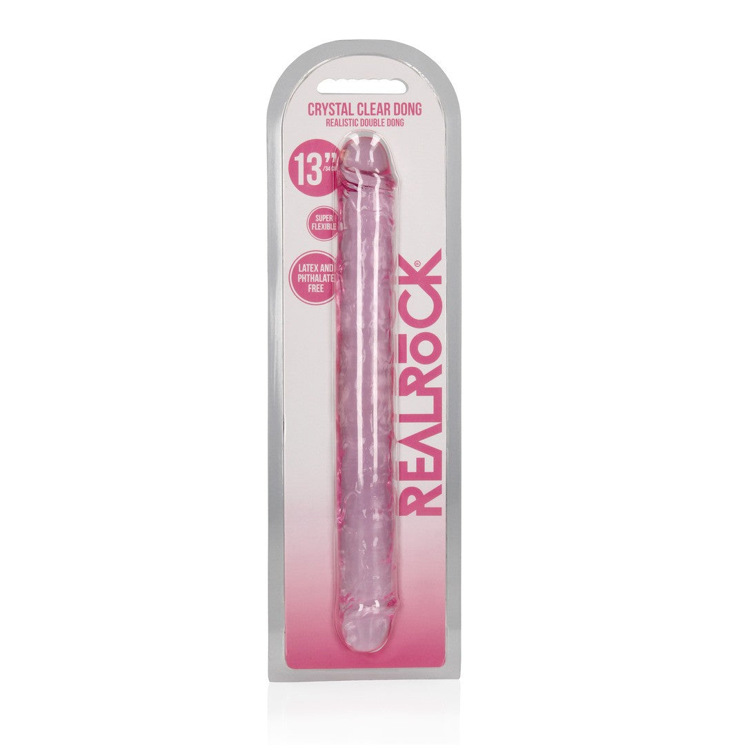 DILDO DUPLO CRYSTAL CLEAR 13 /34 CM ROSA REALROCK - Lust Sexshop