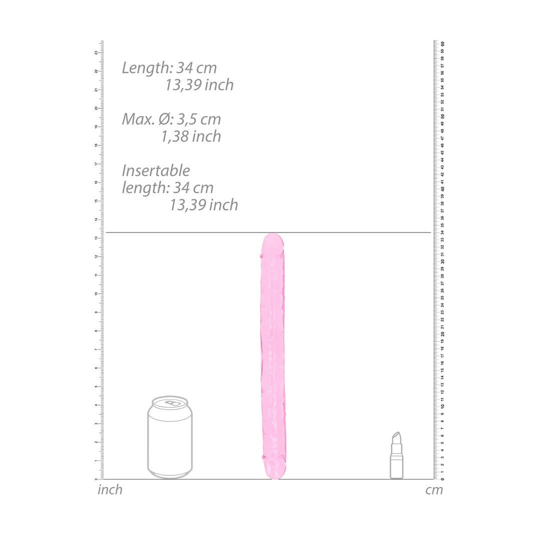 DILDO DUPLO CRYSTAL CLEAR 13 /34 CM ROSA REALROCK - Lust Sexshop
