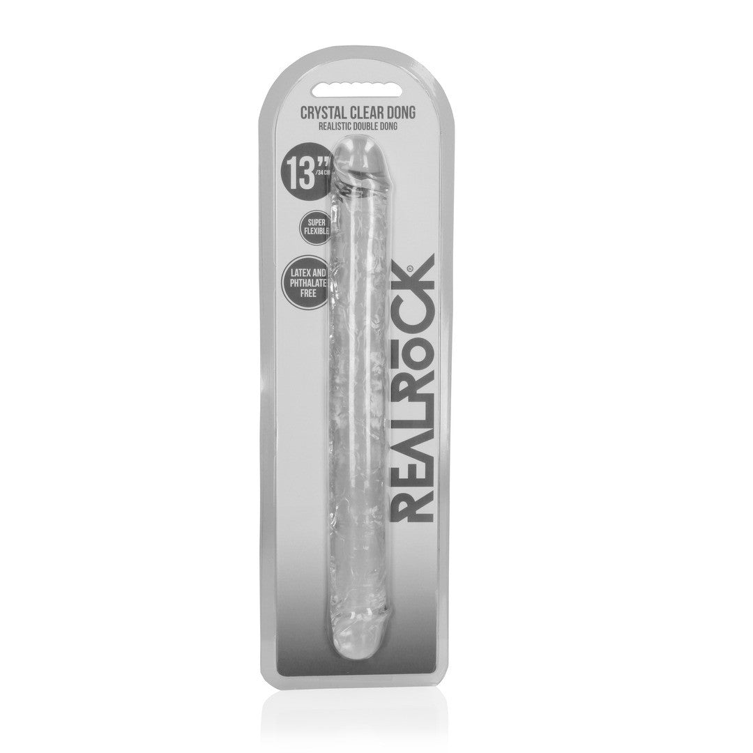DILDO DUPLO CRYSTAL CLEAR 13 /34 CM TRANSPARENTE REALROCK - Lust Sexshop