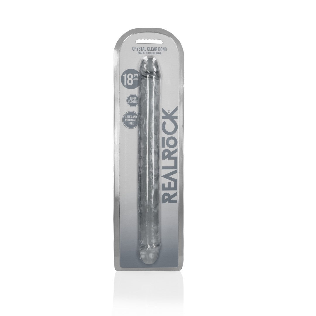 DILDO DUPLO CRYSTAL CLEAR 18 /45 CM TRANSPARENTE REALROCK - Lust Sexshop