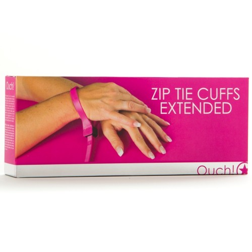 ALGEMAS DESCARTÁVEIS DE PLÁSTICO OUCH! ZIP TIE CUFFS EXTENDED ROSA - Lust Sexshop
