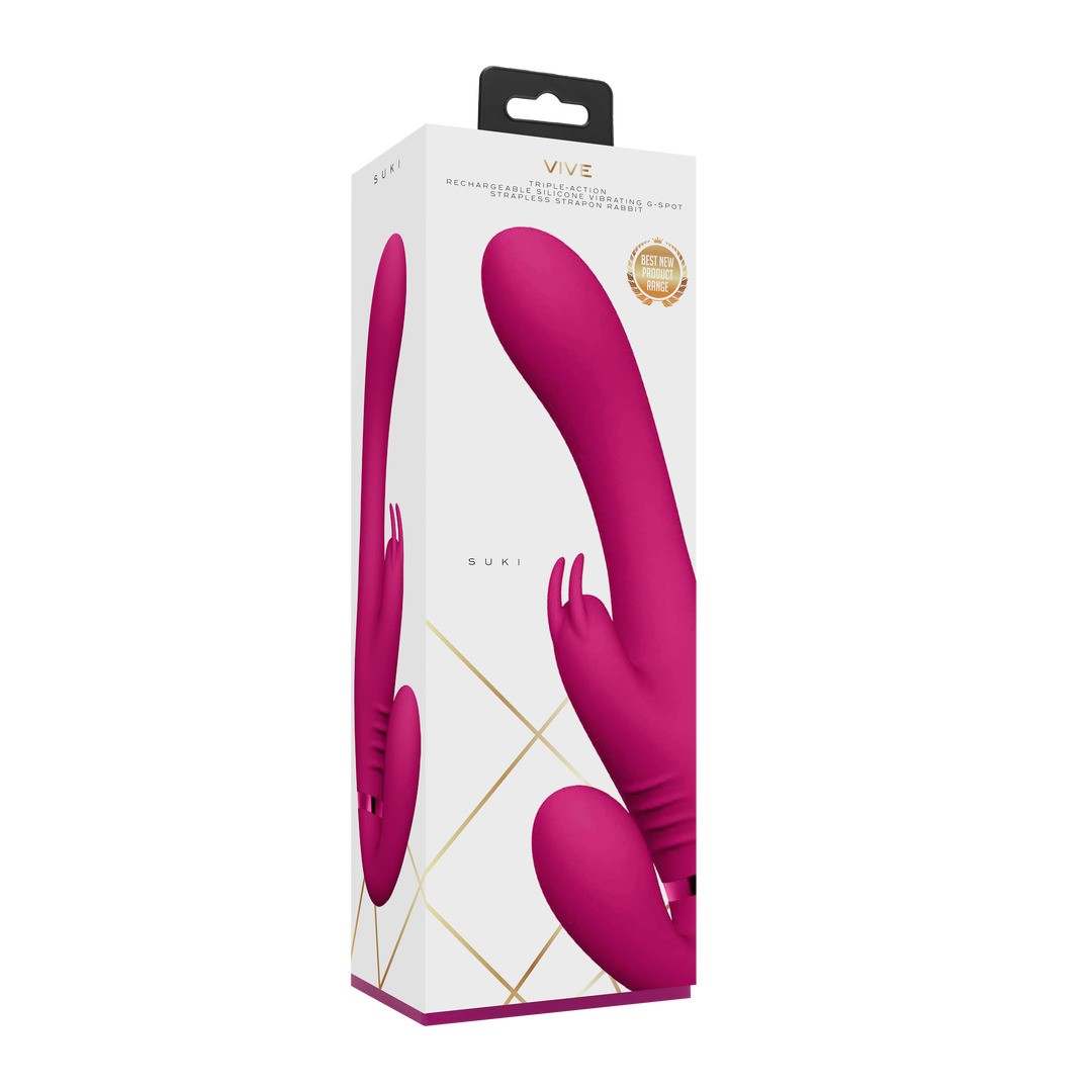 STRAP-ON SEM ARNÊS SUKI VIBRATING RABBIT ROSA VIVE