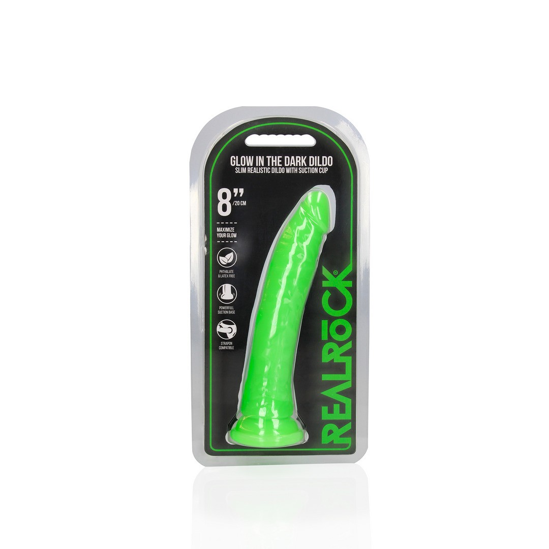 DILDO SLIM REALISTIC GLOW IN THE DARK 8'' /20 CM REALROCK