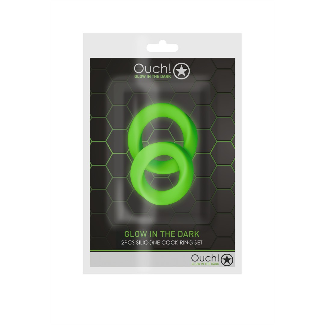 CONJUNTO DE 2 ANÉIS PARA O PÉNIS GLOW IN THE DARK OUCH! - Lust Sexshop